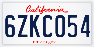 CA license plate 6ZKC054