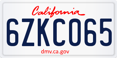 CA license plate 6ZKC065