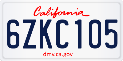 CA license plate 6ZKC105