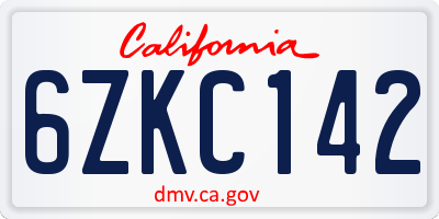 CA license plate 6ZKC142
