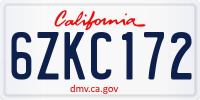 CA license plate 6ZKC172
