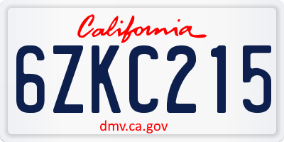 CA license plate 6ZKC215