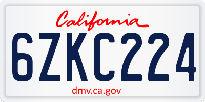 CA license plate 6ZKC224