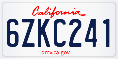 CA license plate 6ZKC241