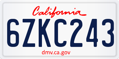 CA license plate 6ZKC243