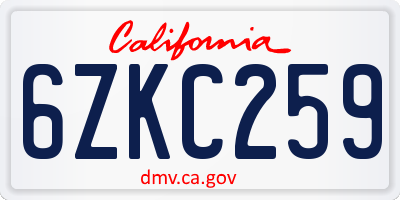 CA license plate 6ZKC259