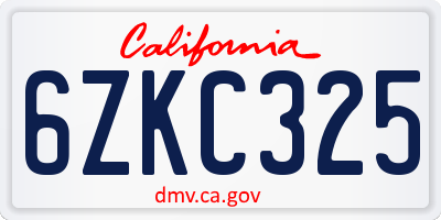 CA license plate 6ZKC325