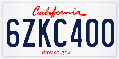 CA license plate 6ZKC400