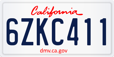 CA license plate 6ZKC411