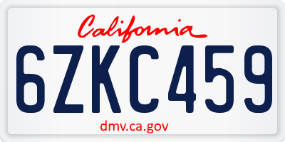 CA license plate 6ZKC459