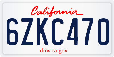 CA license plate 6ZKC470