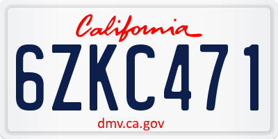 CA license plate 6ZKC471