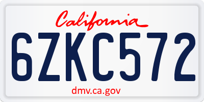 CA license plate 6ZKC572