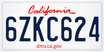 CA license plate 6ZKC624