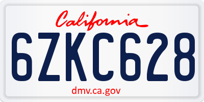 CA license plate 6ZKC628