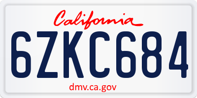 CA license plate 6ZKC684