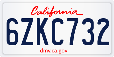 CA license plate 6ZKC732