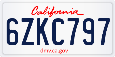 CA license plate 6ZKC797