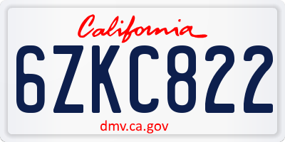 CA license plate 6ZKC822