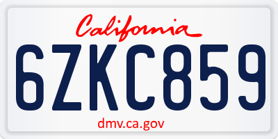 CA license plate 6ZKC859