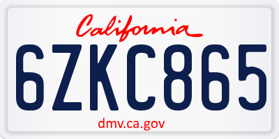 CA license plate 6ZKC865