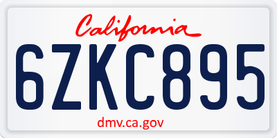 CA license plate 6ZKC895
