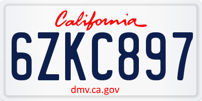 CA license plate 6ZKC897
