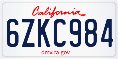 CA license plate 6ZKC984