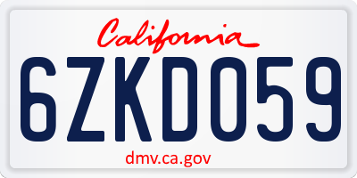 CA license plate 6ZKD059