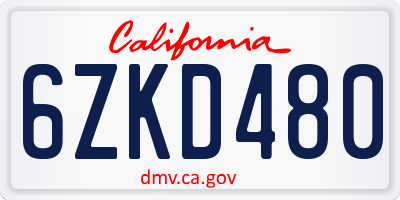 CA license plate 6ZKD480