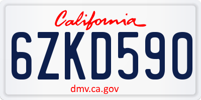 CA license plate 6ZKD590