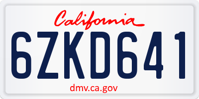 CA license plate 6ZKD641
