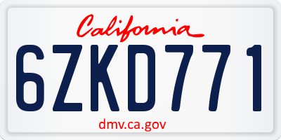 CA license plate 6ZKD771