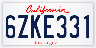 CA license plate 6ZKE331