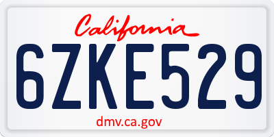 CA license plate 6ZKE529