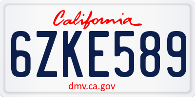 CA license plate 6ZKE589