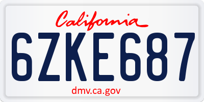 CA license plate 6ZKE687