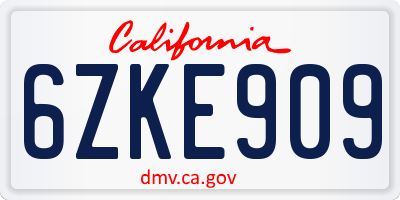 CA license plate 6ZKE909