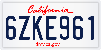 CA license plate 6ZKE961