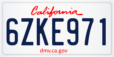 CA license plate 6ZKE971