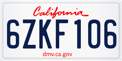 CA license plate 6ZKF106