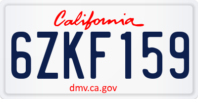 CA license plate 6ZKF159