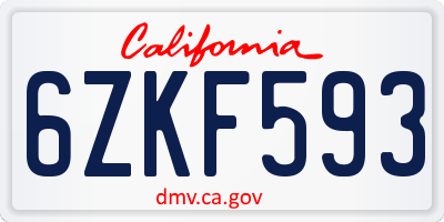 CA license plate 6ZKF593