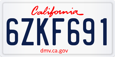 CA license plate 6ZKF691