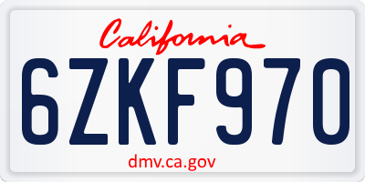 CA license plate 6ZKF970