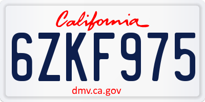 CA license plate 6ZKF975