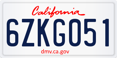 CA license plate 6ZKG051