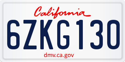 CA license plate 6ZKG130