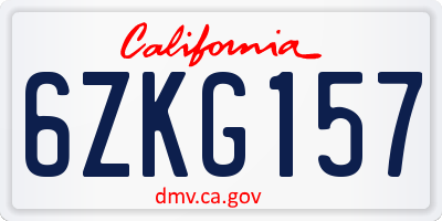 CA license plate 6ZKG157