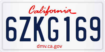 CA license plate 6ZKG169
